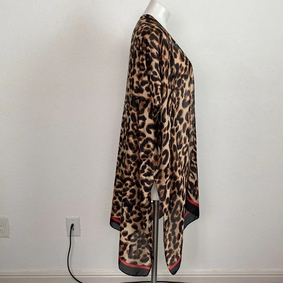 Bohemian Leopard Animal Print Open Front Mobwife Poncho Shawl Cape One Size - Picture 4 of 8